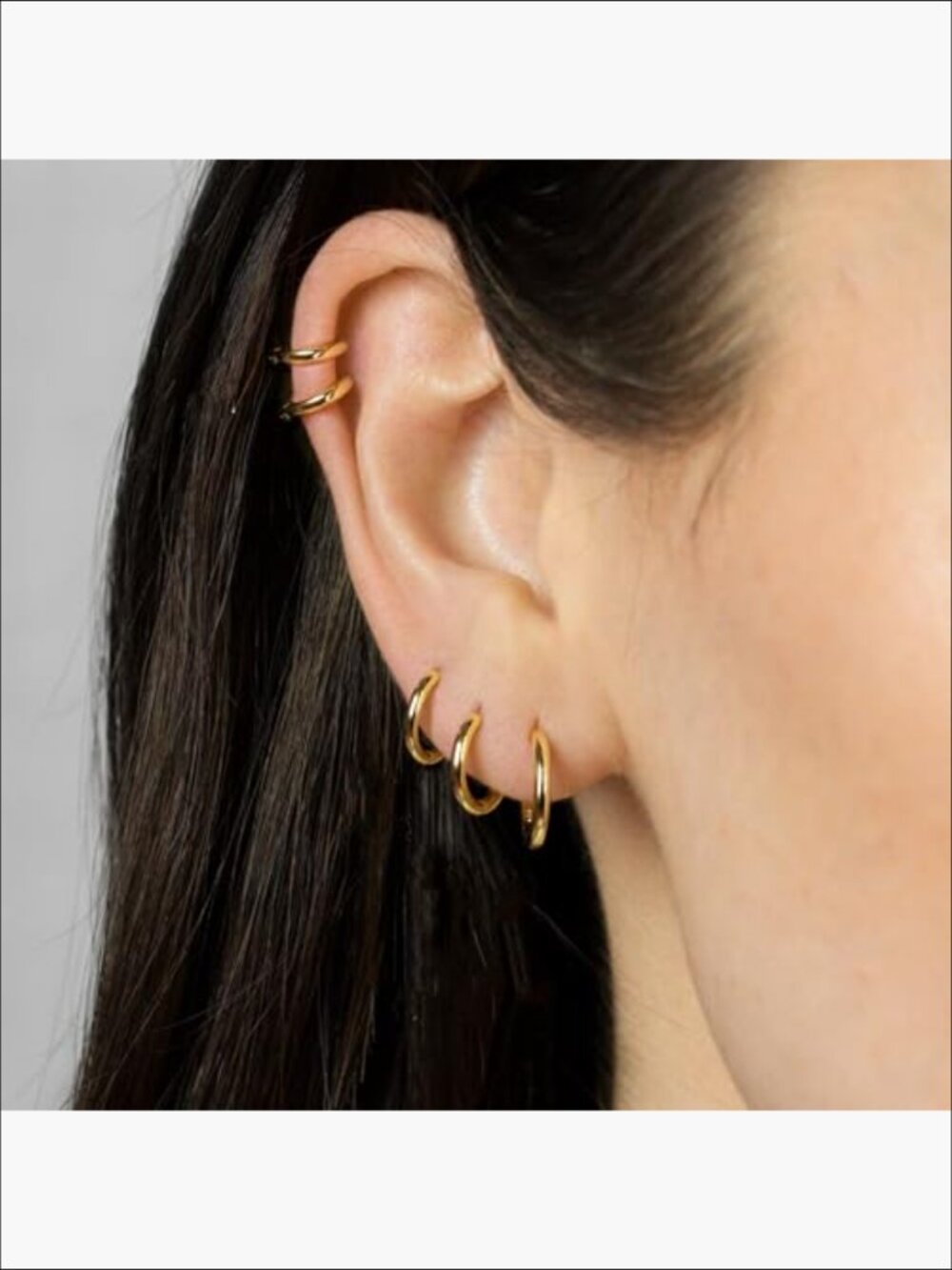Hypoallergenic 14K Gold Plated Hoop Earrings Set for Sensitive Ears - Picture 3 of 7